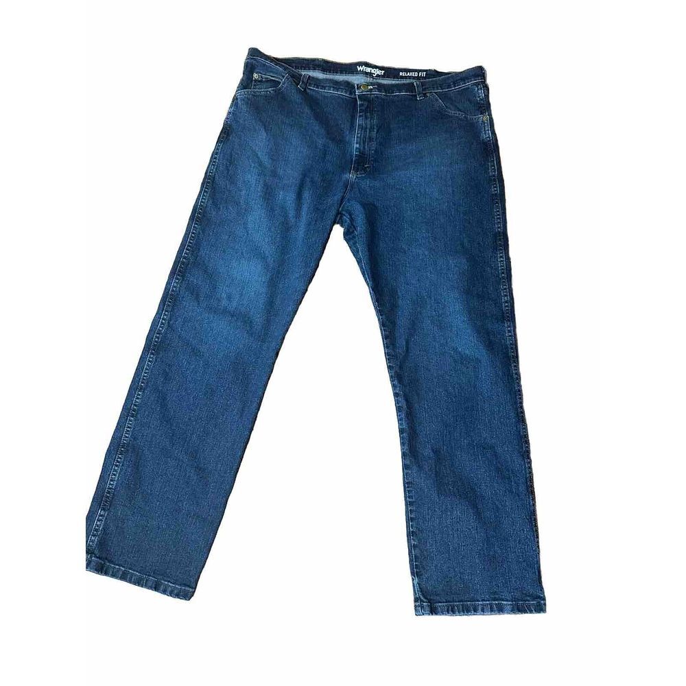 Men's Wrangler Jeans 42x32  Relaxed Fit Dark Wash Denim Work Jeans‎